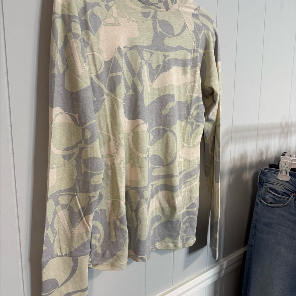 G-Star Gray and Cream Camouflage Shirt Mock Neck Large